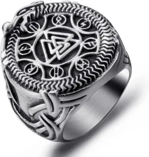 Viking Rings Valknut Pirate Compass Norse Scandinavian Text Symbol Men Stainless Steel Vintage Jewelry
