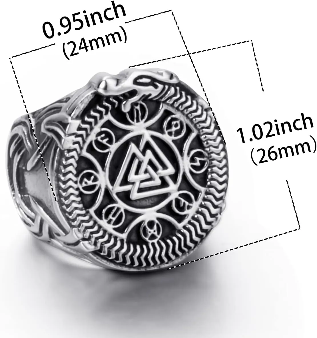 Viking Rings Valknut Pirate Compass Norse Scandinavian Text Symbol Men Stainless Steel Vintage Jewelry