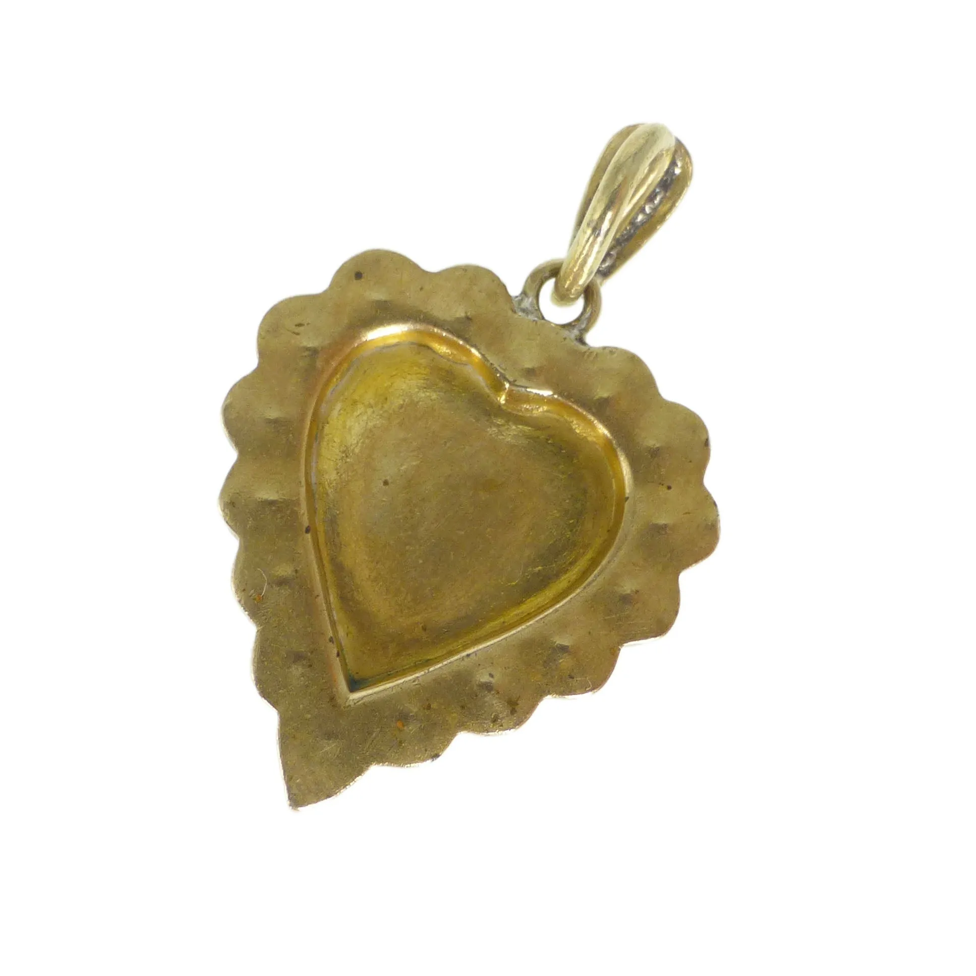 Vintage Enamel Billing Doves Heart Pendant