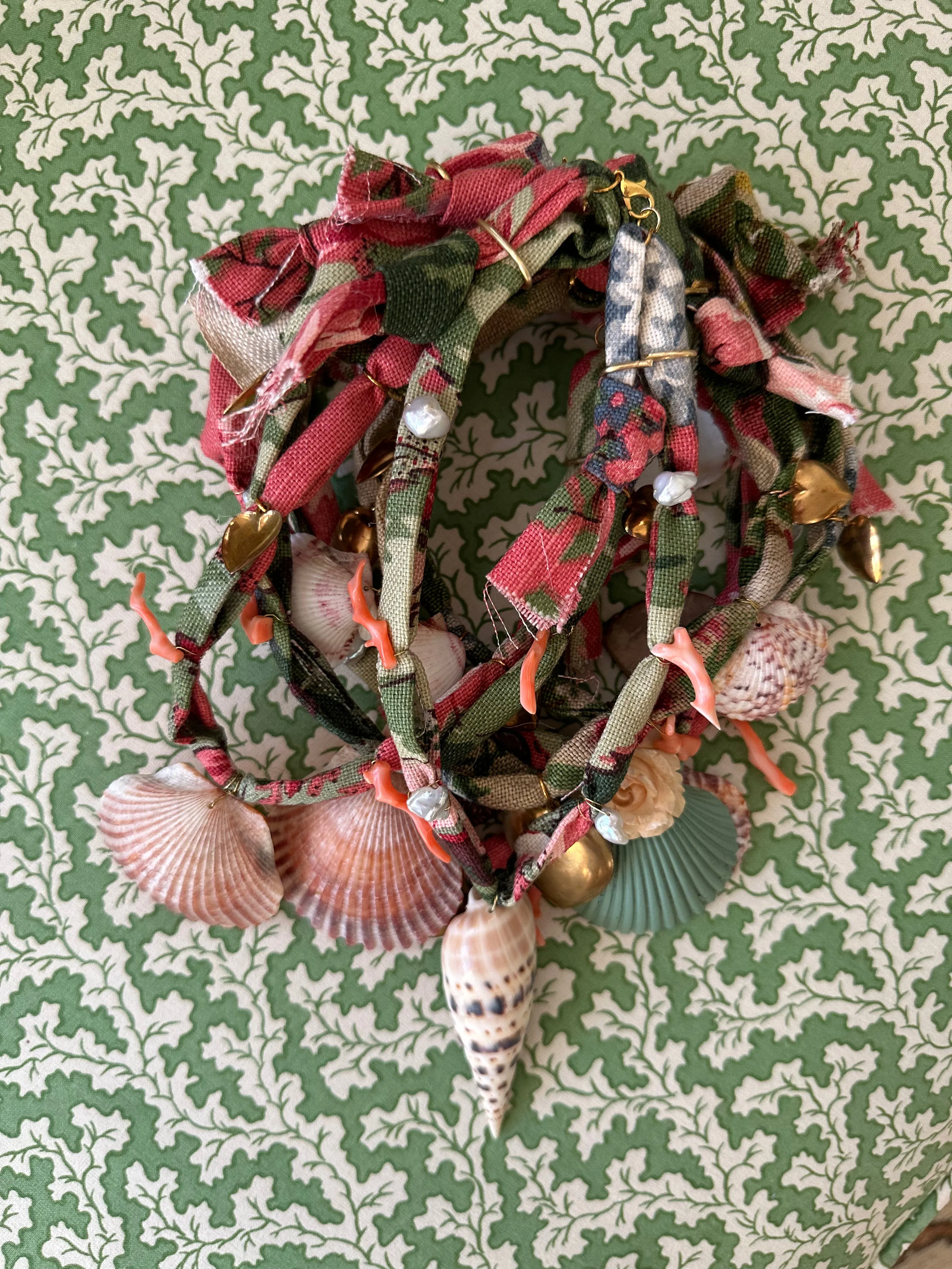 Vintage Floral Chintz Fabric Charm Necklace - Pre-order Shipping May 15th.