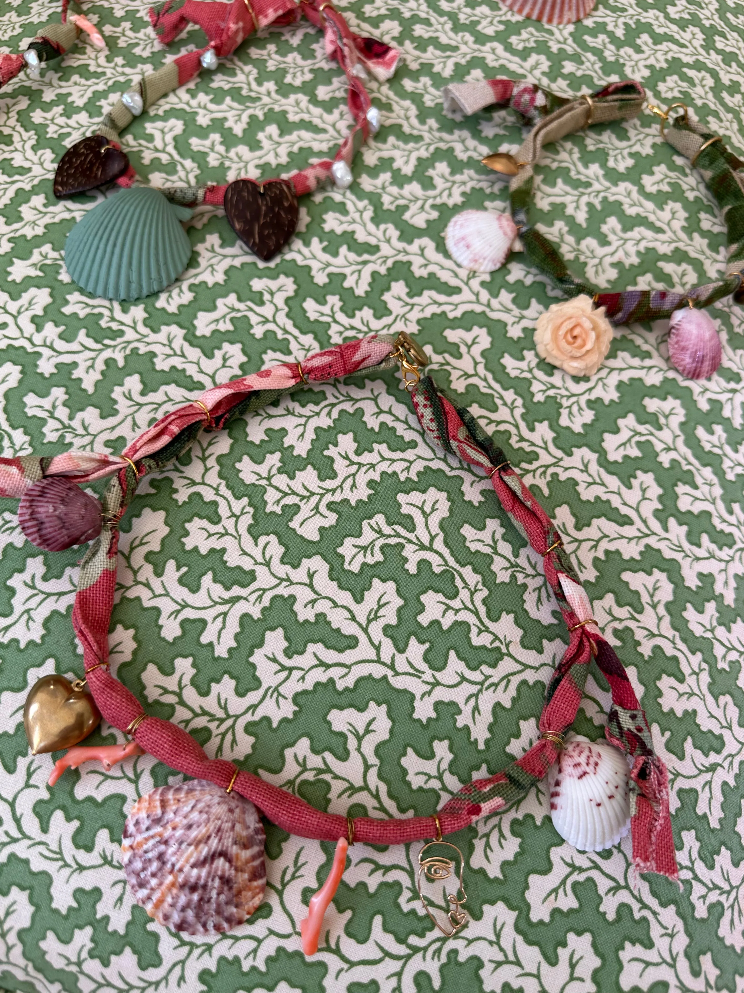 Vintage Floral Chintz Fabric Charm Necklace - Pre-order Shipping May 15th.