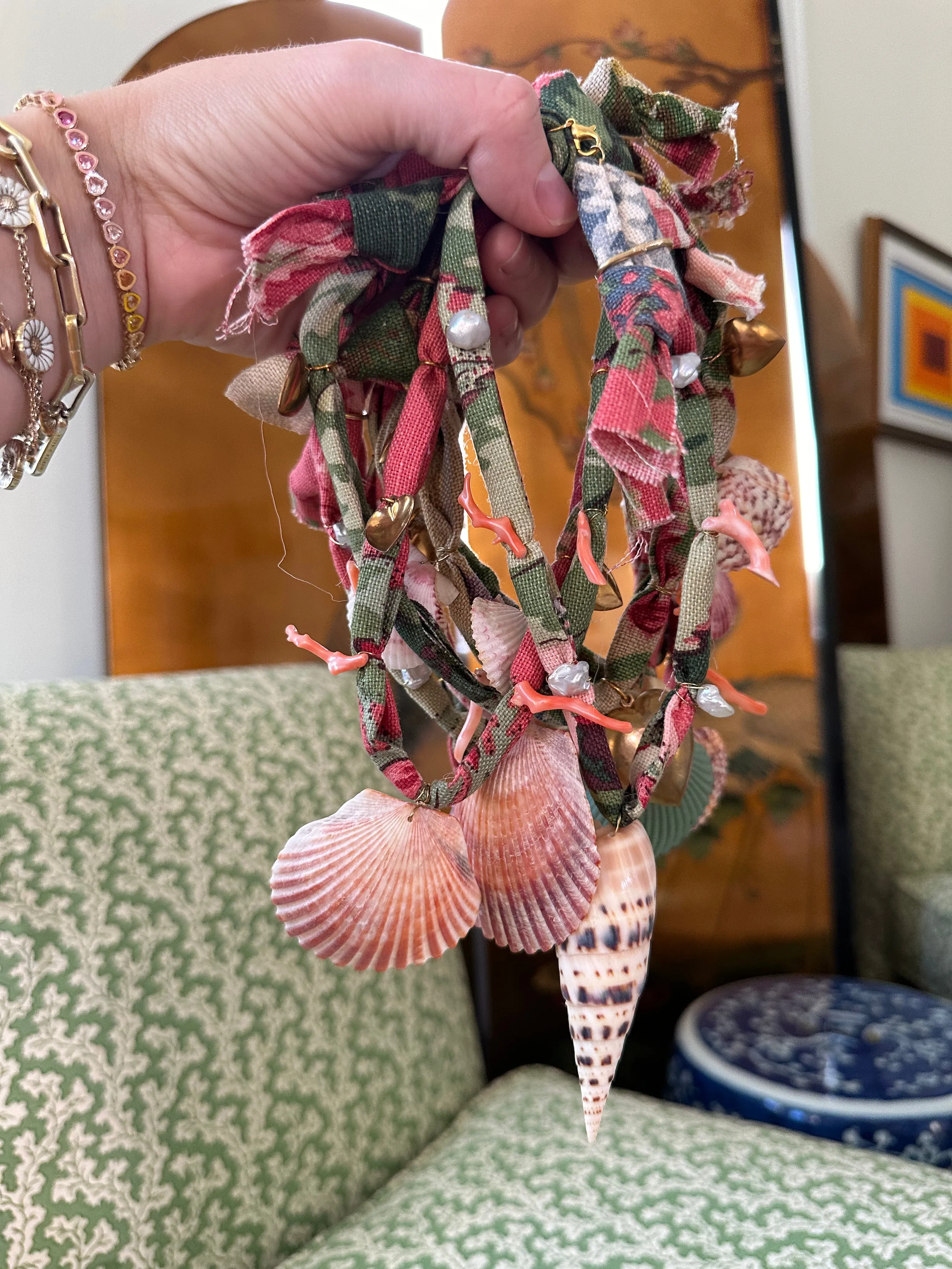 Vintage Floral Chintz Fabric Charm Necklace - Pre-order Shipping May 15th.