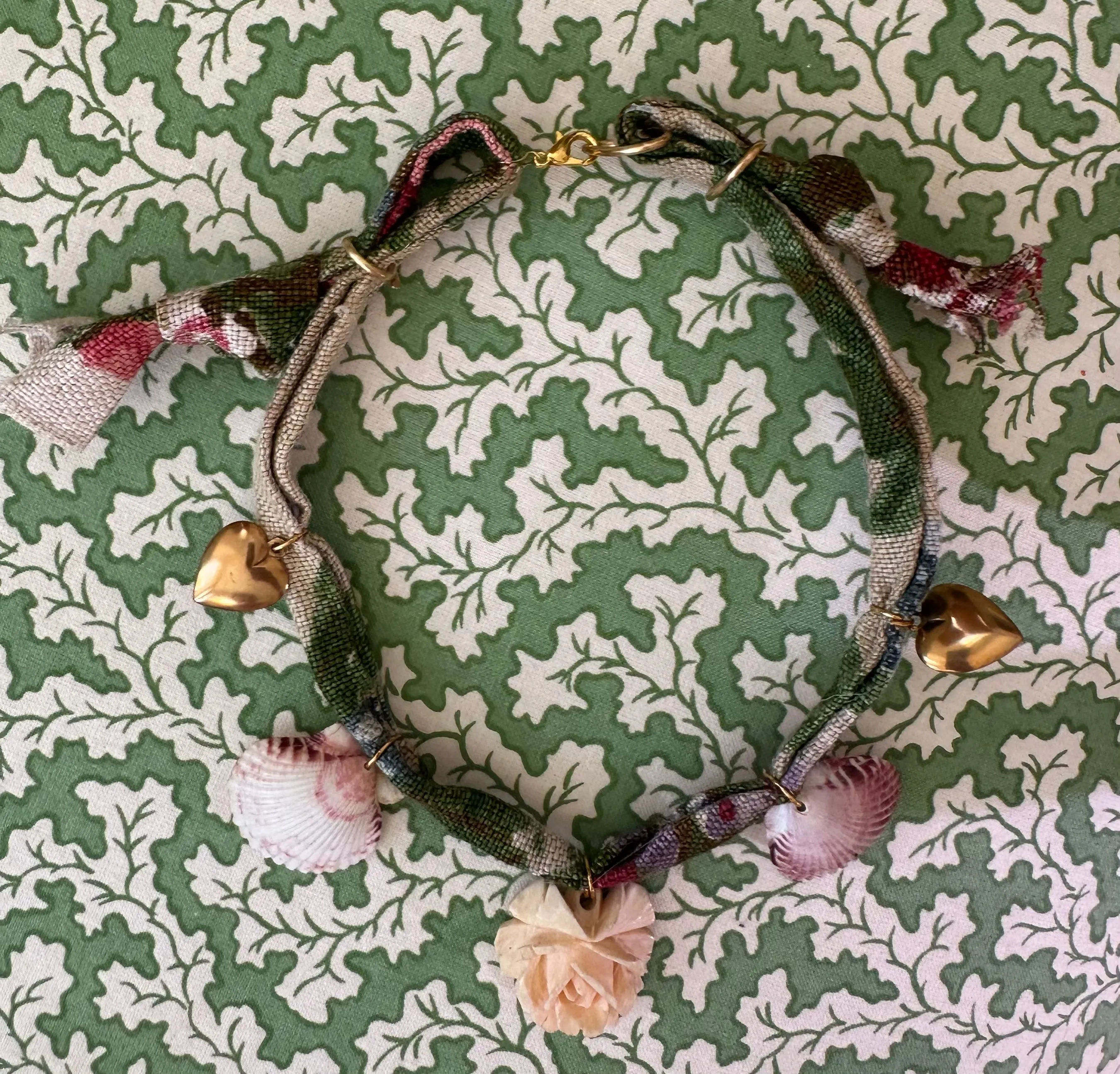 Vintage Floral Chintz Fabric Charm Necklace - Pre-order Shipping May 15th.