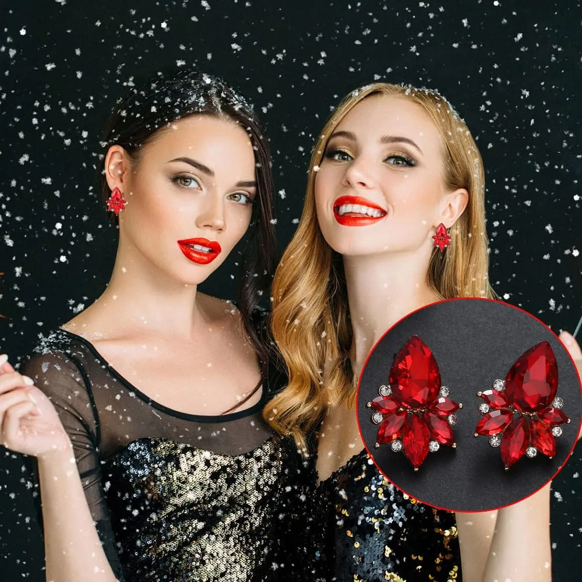 Vintage Rhinestone Earrings Fancy Crystal Cluster Drop Earrings Art Deco Earrings for Women