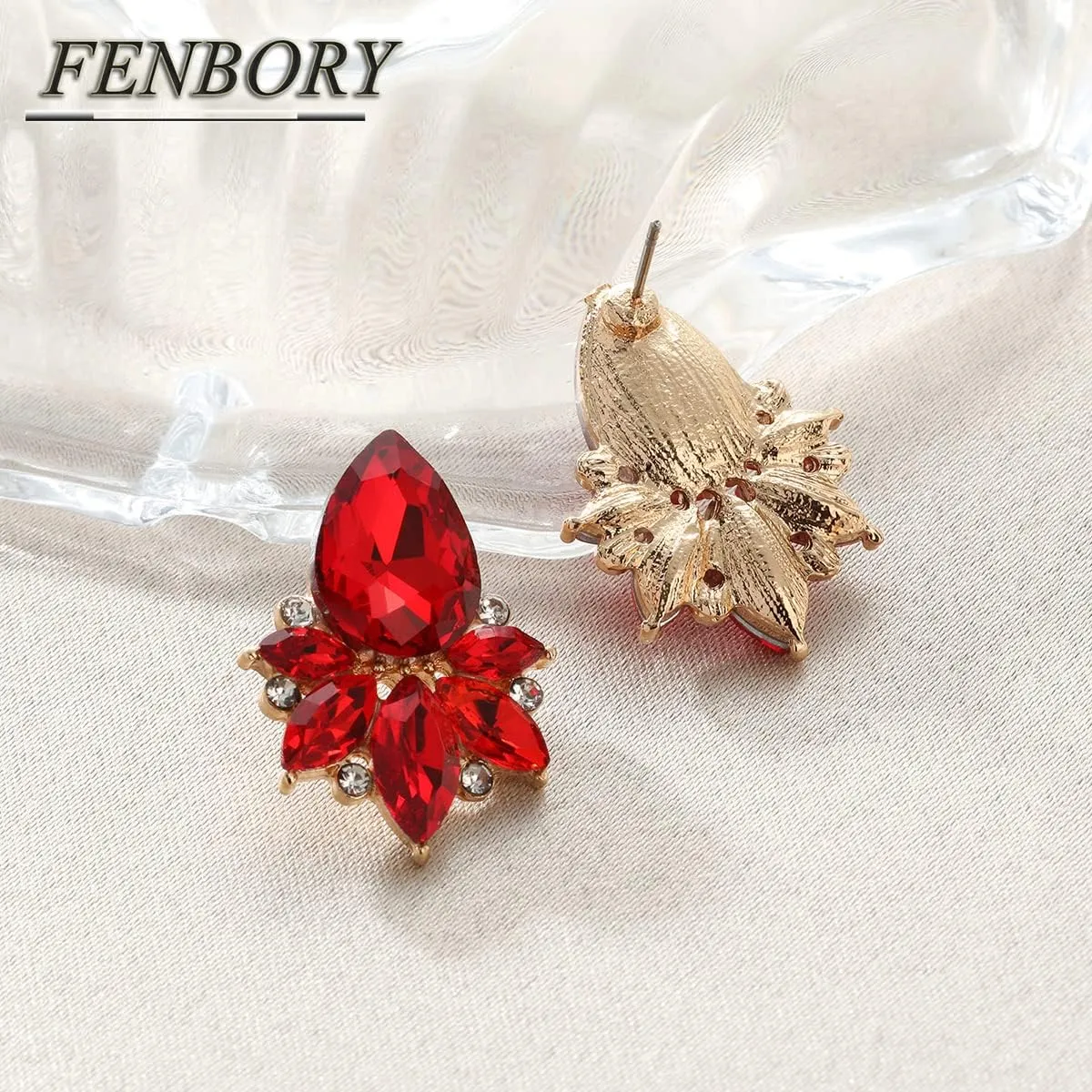 Vintage Rhinestone Earrings Fancy Crystal Cluster Drop Earrings Art Deco Earrings for Women