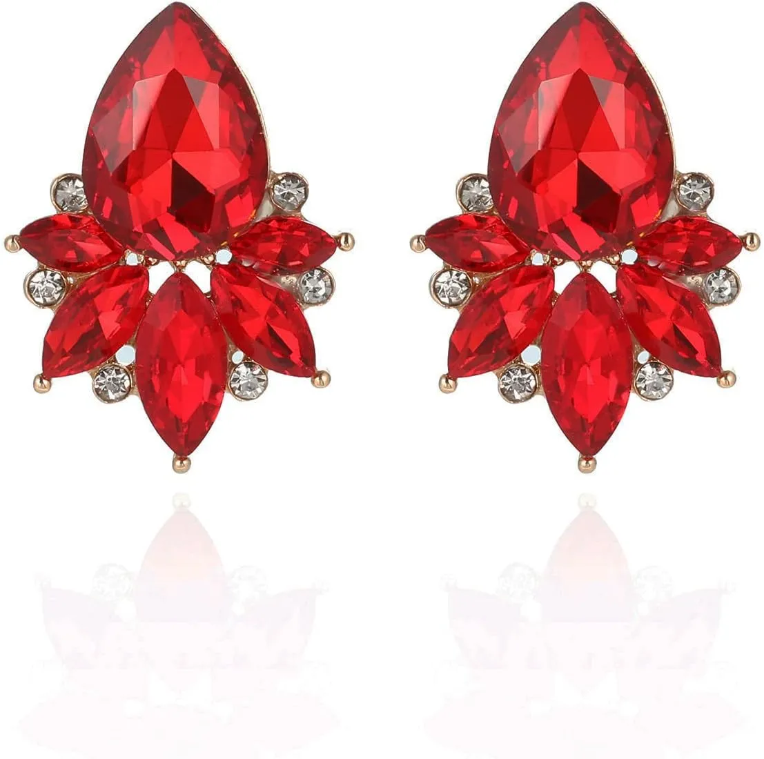 Vintage Rhinestone Earrings Fancy Crystal Cluster Drop Earrings Art Deco Earrings for Women