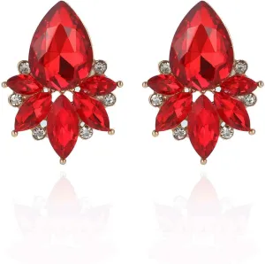Vintage Rhinestone Earrings Fancy Crystal Cluster Drop Earrings Art Deco Earrings for Women