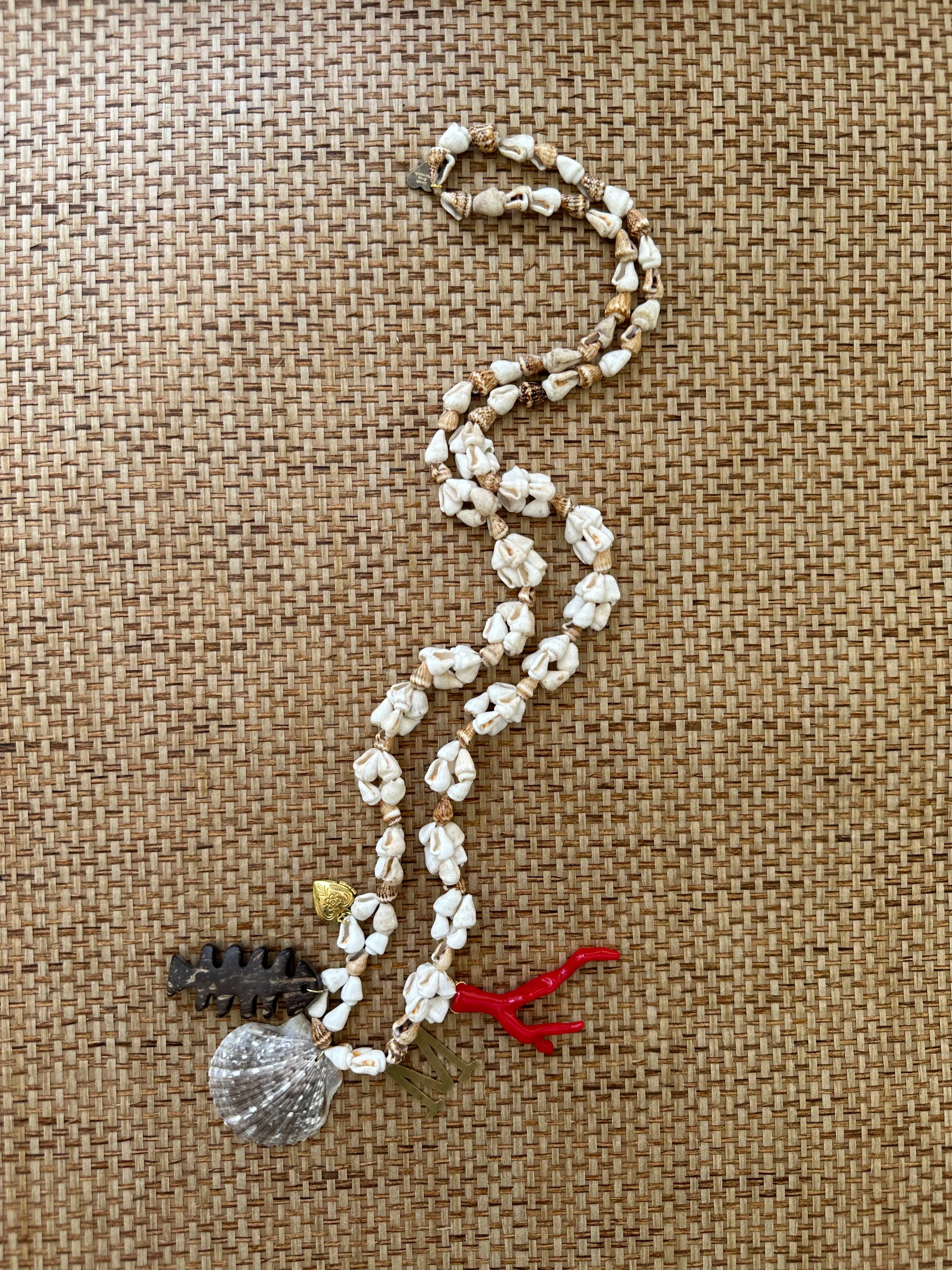 Vintage Seashell and Coconut Charm Necklace - Pre-order Shipping May 15th
