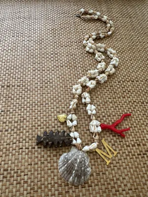 Vintage Seashell and Coconut Charm Necklace - Pre-order Shipping May 15th