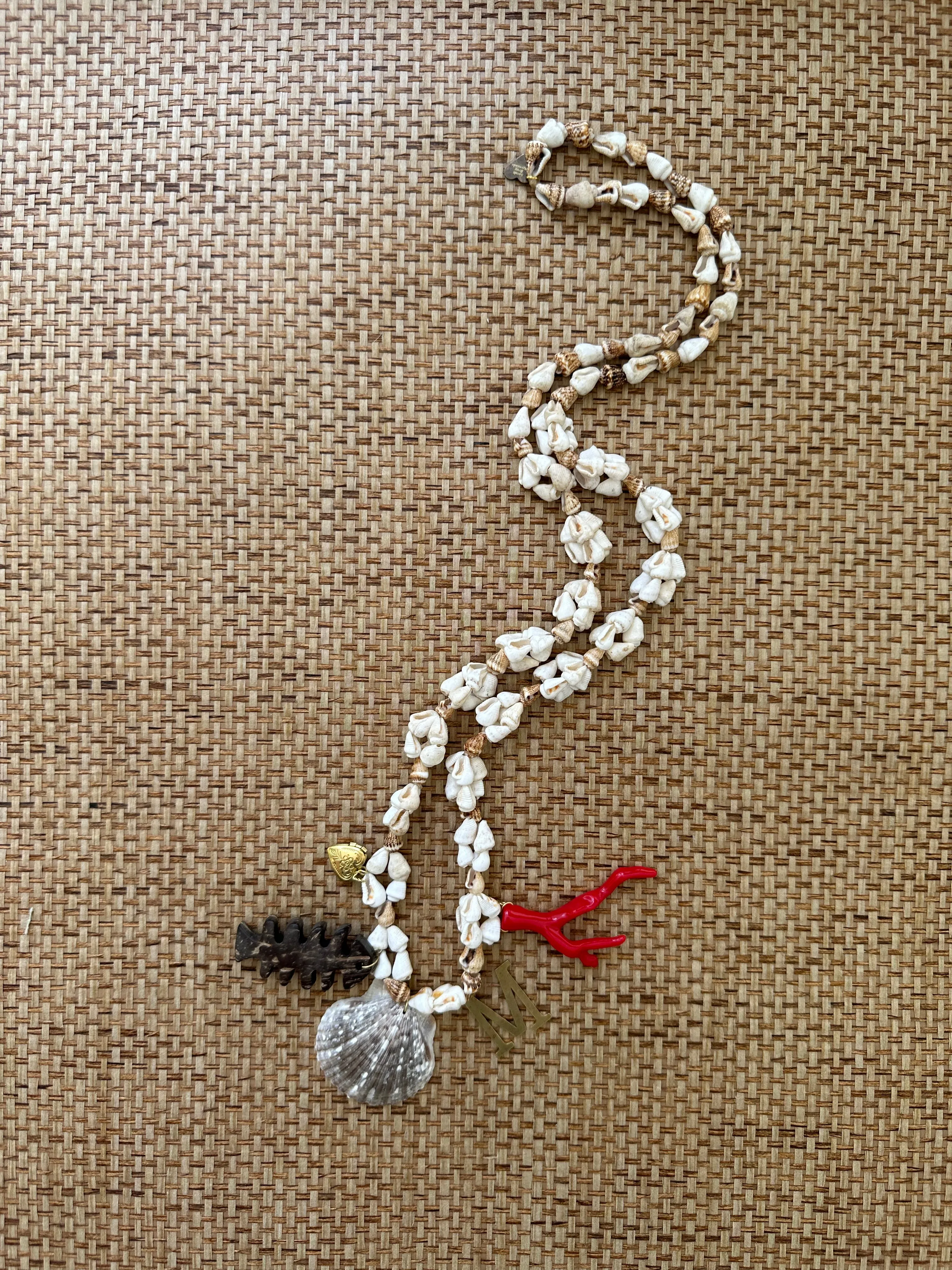Vintage Seashell and Coconut Charm Necklace - Pre-order Shipping May 15th