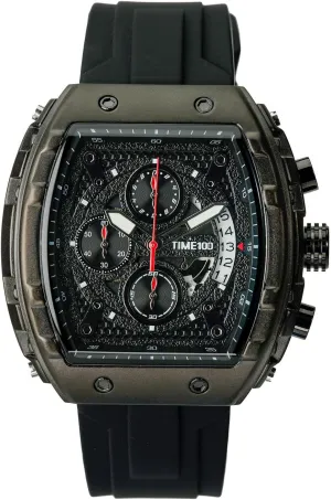 Watch for Men Chronograph Calendar Square Face Luminous Punk Style Multifunctional Sub-dials Men's Skeleton Tonneau Watch Silicone Strap W70181G