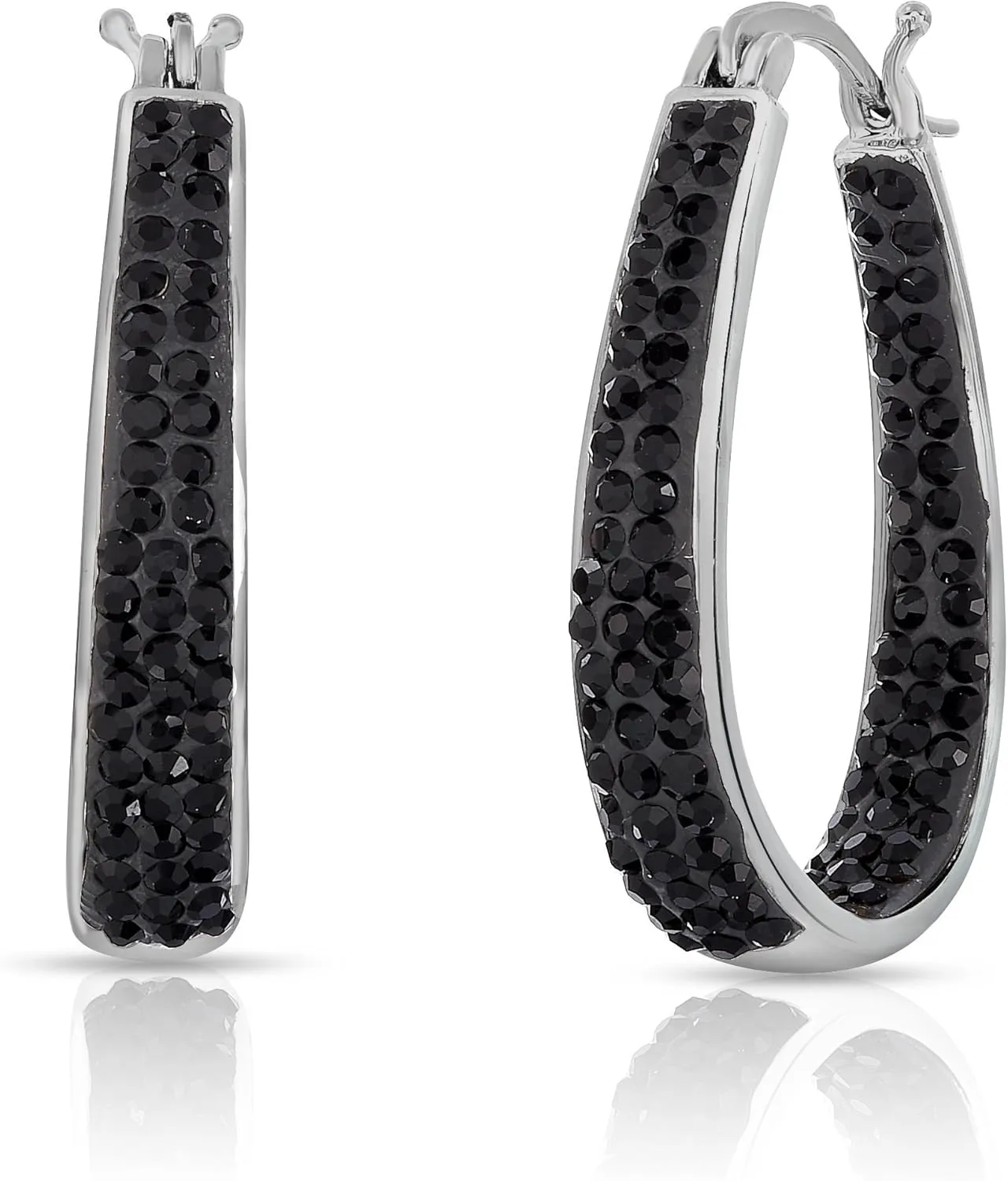 White And Gold Plated Inside Out Crystal Hoop Earrings For Women,Crystal Hoop Earrings