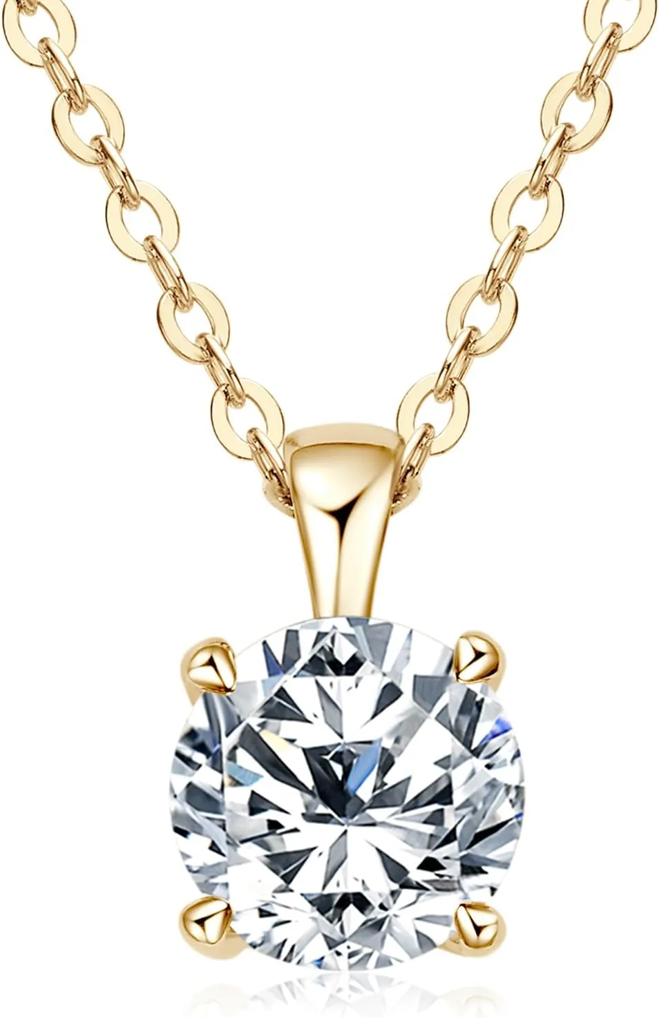 WOAINI Moissanite Pendant Necklaces for Women, 1-3 Ct Solitaire Moissanite Necklace Pendant, 16" & 2" Extender, Valentine's Day Anniversary Birthday Gift for Lady, 925 Sterling Silver 18K Gold Plated