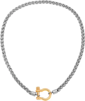 Wolentty Heavy Screw Anchor Shackle Wheat Necklace 18.5" Foxtail Chain Gift for Women
