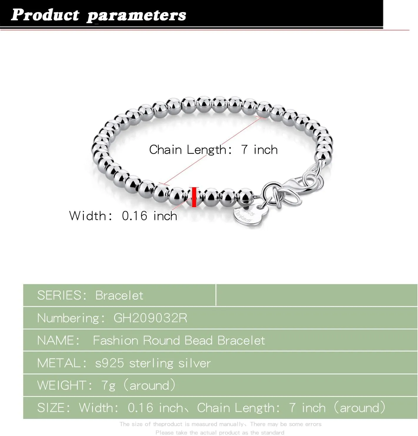 Women 925 Sterling Silver Round Bead Bracelet Minimalist 4-6MM 13-21CM Bell and Heart Pendant Prayer Beads Link Chain Bracelet Men Charm Jewelry Gift