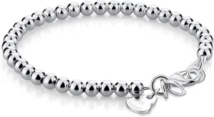 Women 925 Sterling Silver Round Bead Bracelet Minimalist 4-6MM 13-21CM Bell and Heart Pendant Prayer Beads Link Chain Bracelet Men Charm Jewelry Gift
