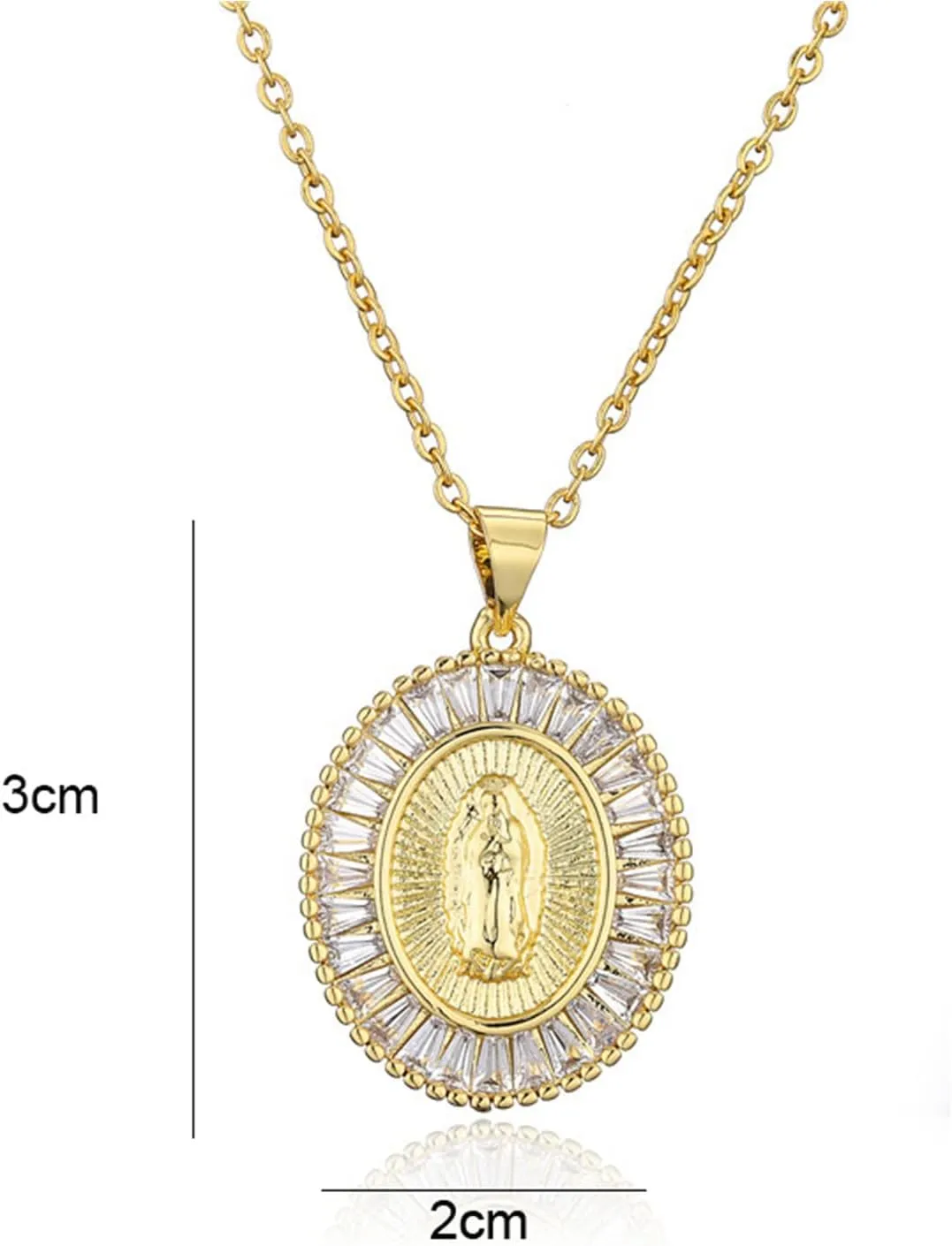 Women Crystal Rhinestone Christian Jewelry Virgin Mary Pendant Necklace