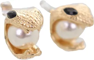 Women Fashion Jewelry Earrings Set Gold Metal Cobra Snake Bite Mouth Charm Imitation Pearl Beads