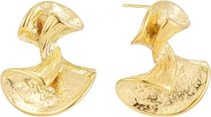 Women's 14K Gold Plated Stud Earrings Trendy Retro French Statement Chunky Earrings Hypoallergenic Earrings Nickel Free