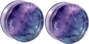 Womens Ear Gauges Plugs, Stone Ear Tunnels for Women Purple Stone Unisex Piercing Gauge Earrings 2pcs