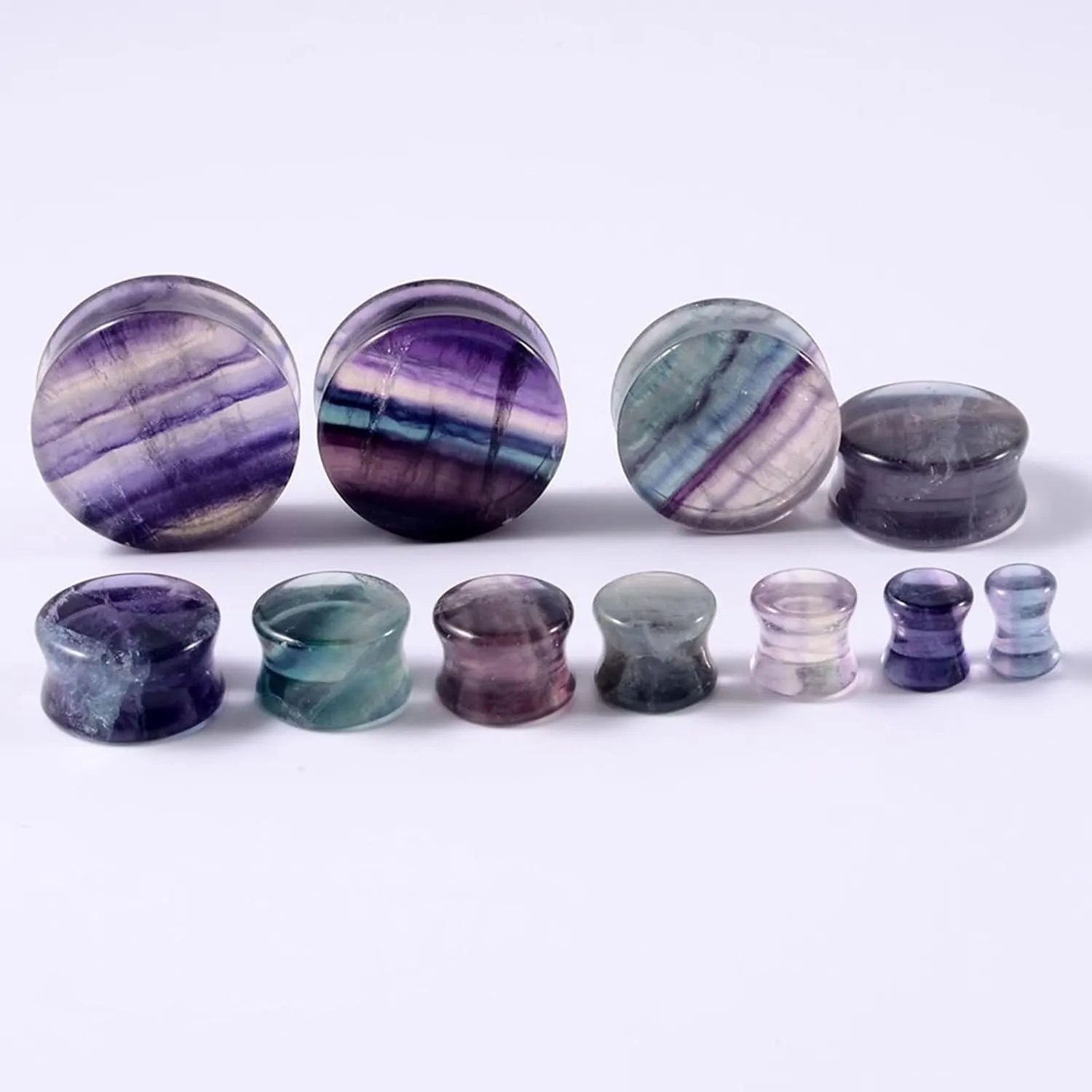 Womens Ear Gauges Plugs, Stone Ear Tunnels for Women Purple Stone Unisex Piercing Gauge Earrings 2pcs