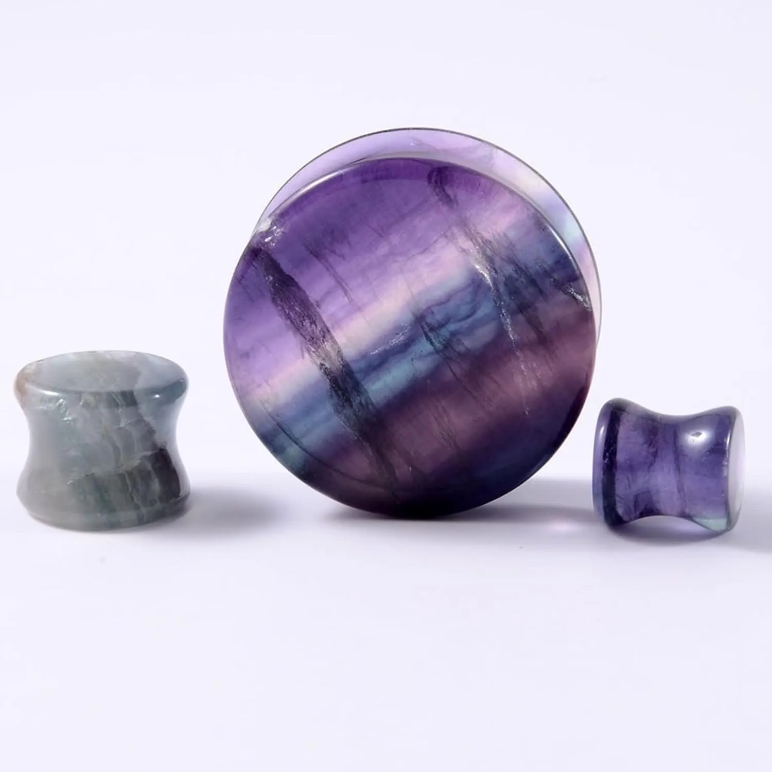 Womens Ear Gauges Plugs, Stone Ear Tunnels for Women Purple Stone Unisex Piercing Gauge Earrings 2pcs