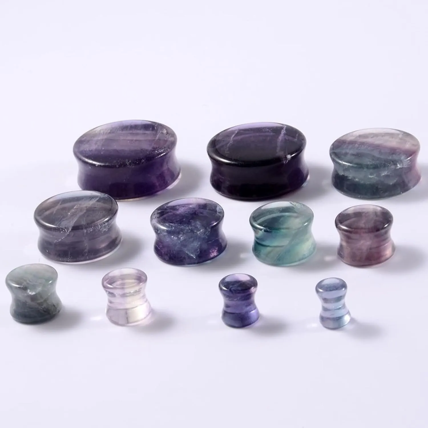 Womens Ear Gauges Plugs, Stone Ear Tunnels for Women Purple Stone Unisex Piercing Gauge Earrings 2pcs
