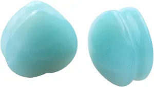Womens Ear Gauges Plugs, Tunnels for Ears Stone Heart Shape White Turquoise Pierced Earrings for Women 2pcs