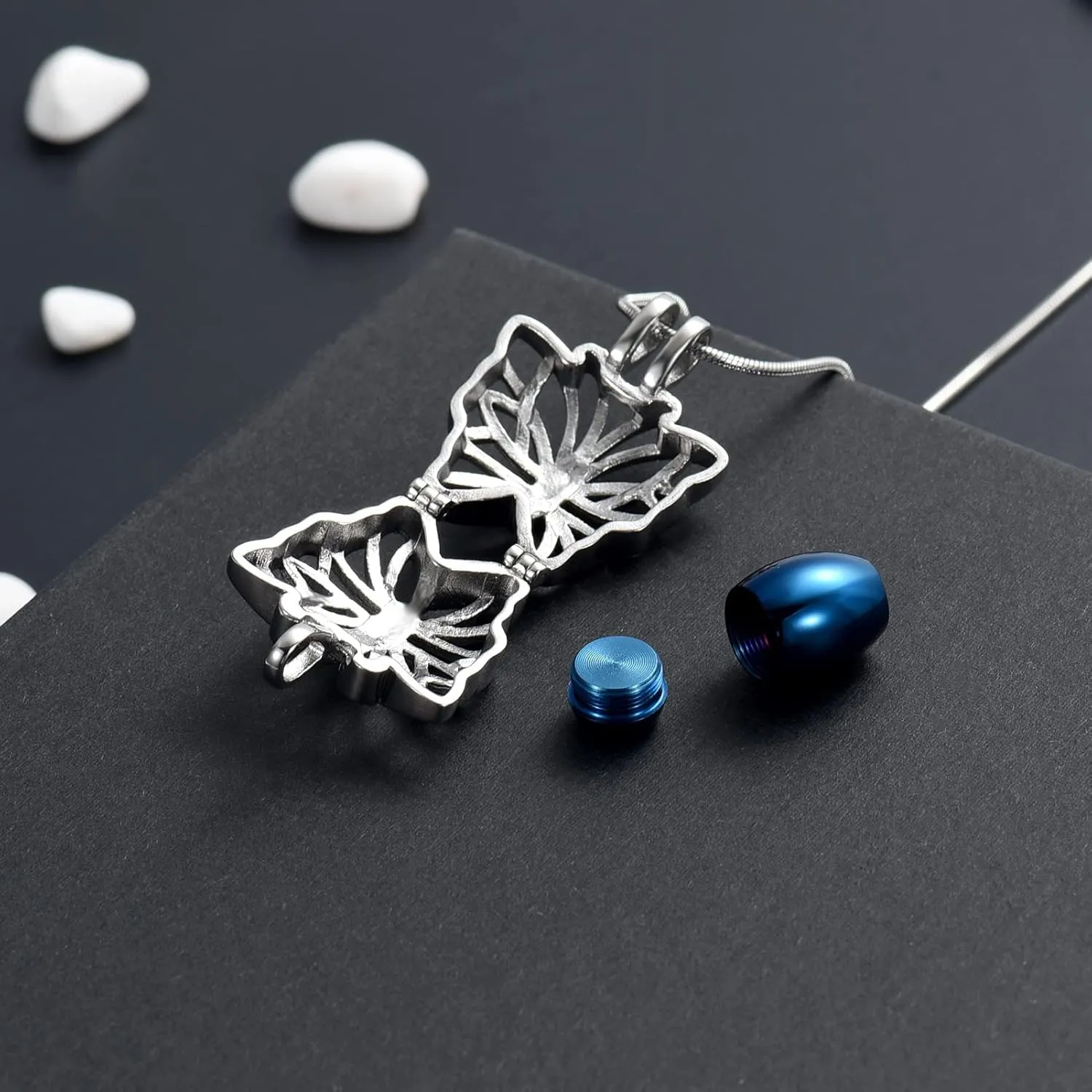 XSMZB Butterfly Urn Necklace Cremation Jewelry for Ashes Stainless Steel Pendant Keepsake Human Pet Loved Ones Memorial Locket for Women Girls