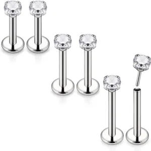 Yaalozei 20G 18G 16G G23 Titanium Threadless Push in Nose Ring Studs Hypoallergenic Lip Labret Medusa Rings Tragus Helix Cartilage Earrings Stud Piercing Jewerly for Women Men 6mm 8mm 10mm