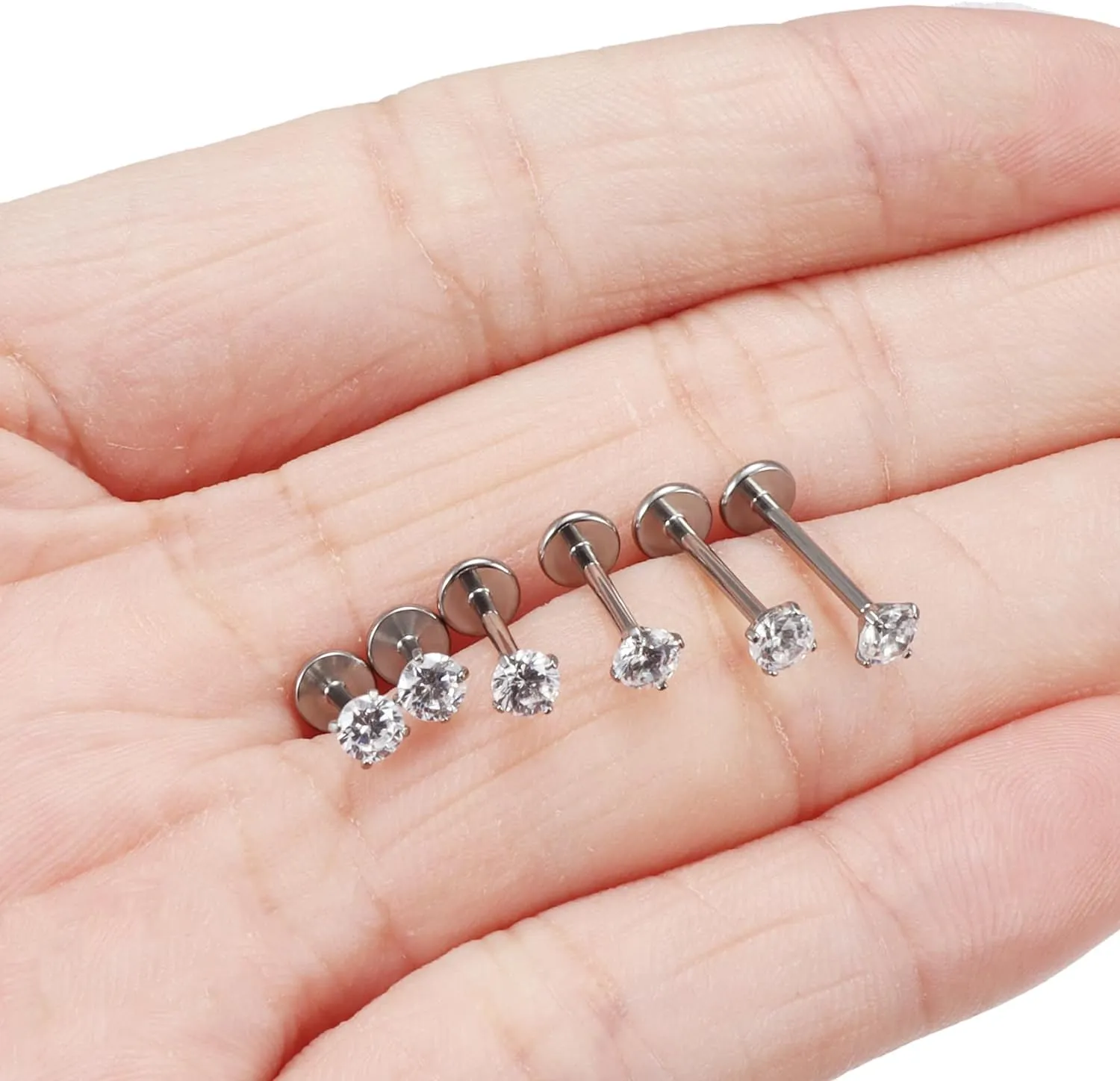 Yaalozei 20G 18G 16G G23 Titanium Threadless Push in Nose Ring Studs Hypoallergenic Lip Labret Medusa Rings Tragus Helix Cartilage Earrings Stud Piercing Jewerly for Women Men 6mm 8mm 10mm