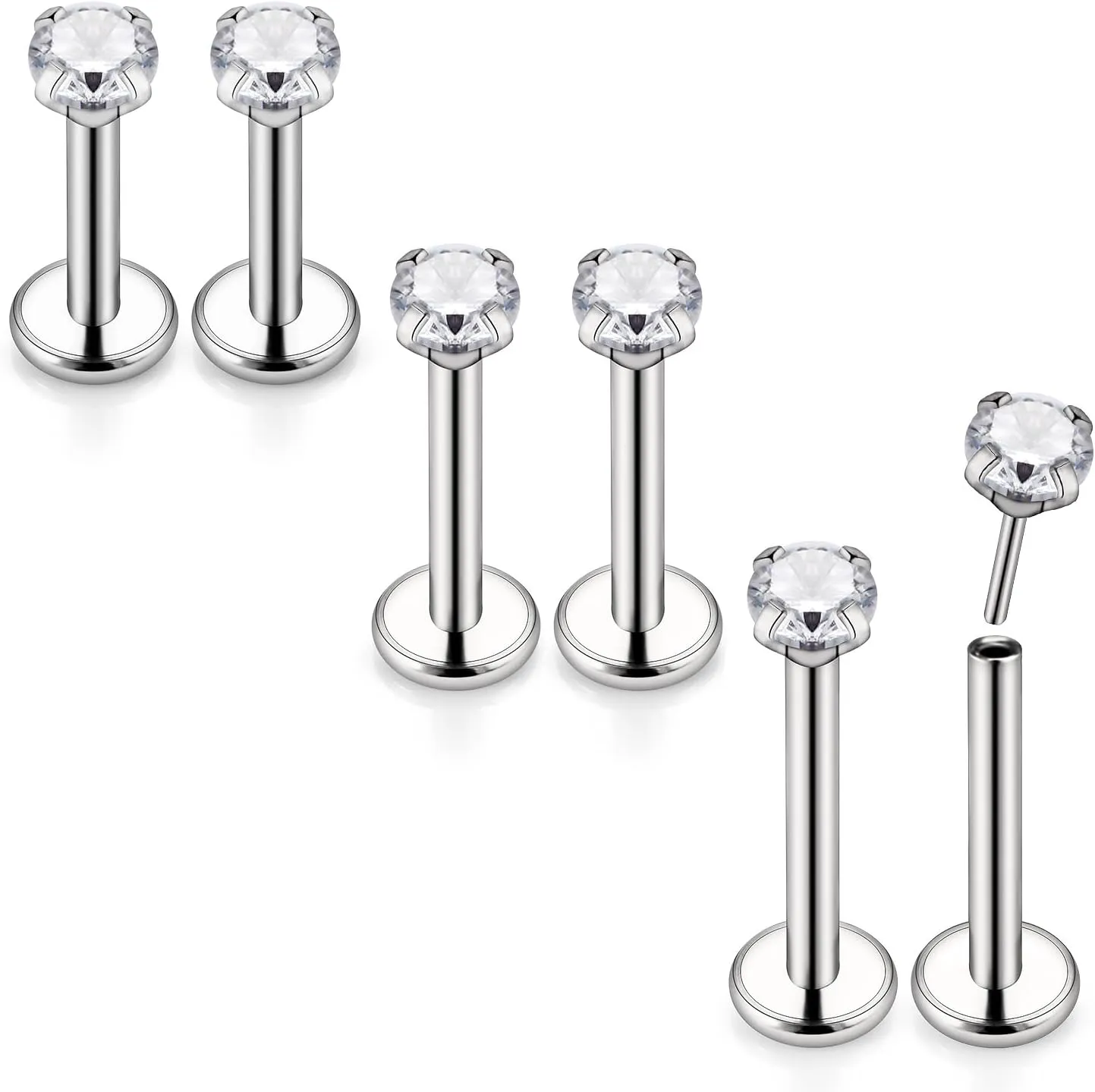 Yaalozei 20G 18G 16G G23 Titanium Threadless Push in Nose Ring Studs Hypoallergenic Lip Labret Medusa Rings Tragus Helix Cartilage Earrings Stud Piercing Jewerly for Women Men 6mm 8mm 10mm