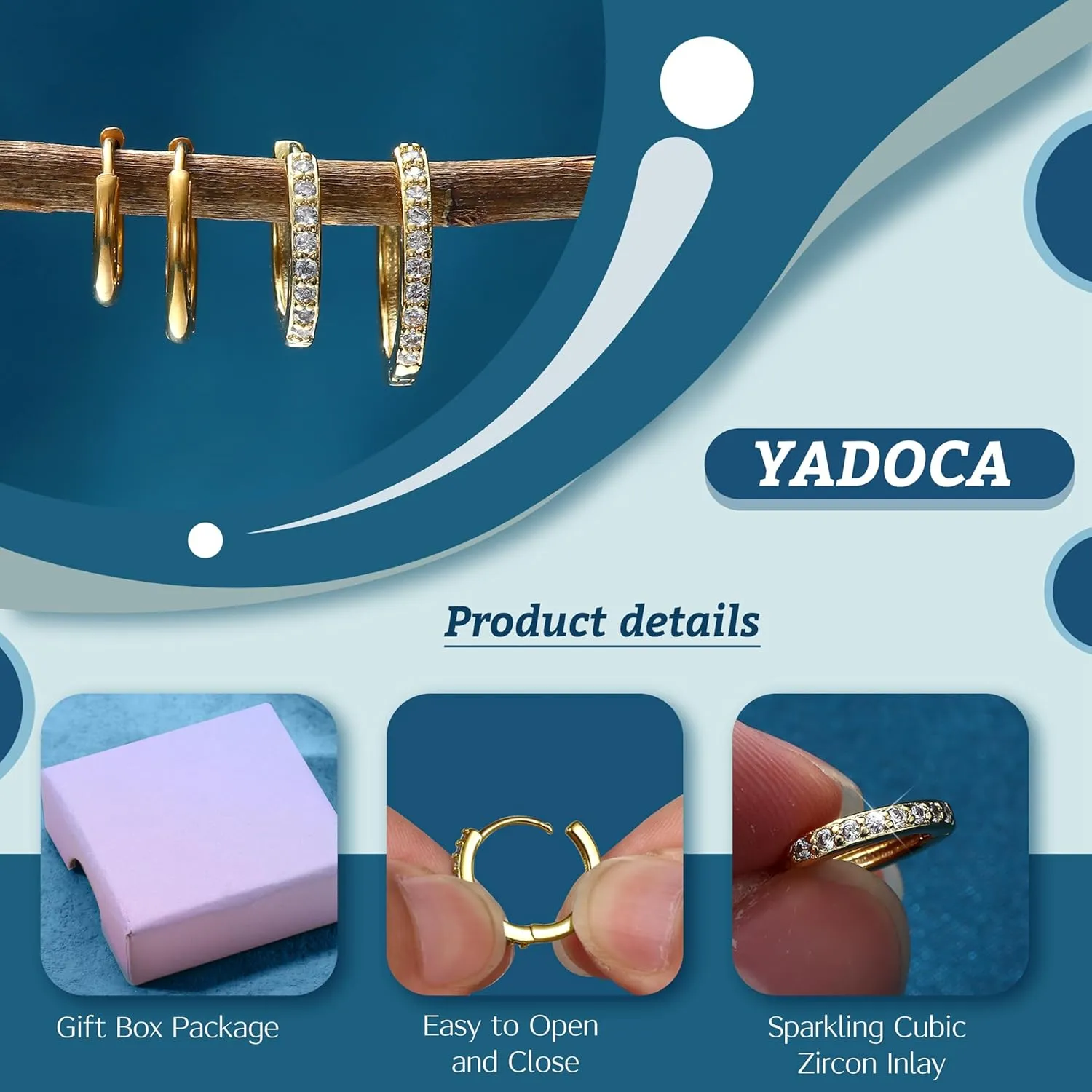 YADOCA Hypoallergenic Surgical Steel Earrings Sets for Multiple Piercing - Small Stud Earrings For Women Men - Stainless Steel Earrings Studs Hoop Earrings for Sensitive Ears Silver Gold Tone 10pairs