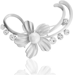 YAZILIND Alloy Brooch Flower Imitation Pearl Rhinestone Breastpin Female Corsage Clothing Accessories