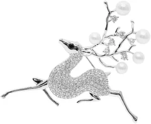 YAZILIND Fashion Sika Deer Christmas Elk Shape Brooch Pin Alloy Clothing Accessories Imitation Pearl Corsage Jewelry