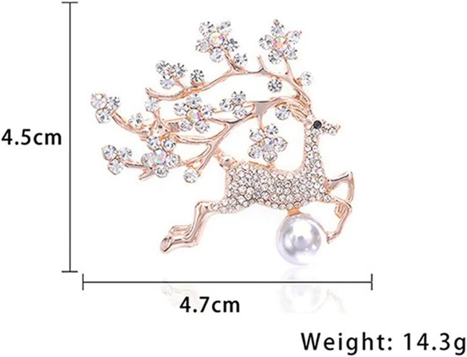 YAZILIND Imitation Pearl Sika Deer Decorative Brooch Rhinestone Female Sweater Corsage Pin Buckle Clothes Accessories
