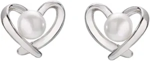 YAZILIND Silver Plated Irregular Heart Shape Stud Earrings Imitation Pearl Ear Jewelry Women BirthDay Jewelry
