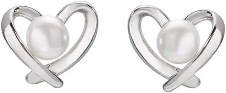 YAZILIND Silver Plated Irregular Heart Shape Stud Earrings Imitation Pearl Ear Jewelry Women BirthDay Jewelry