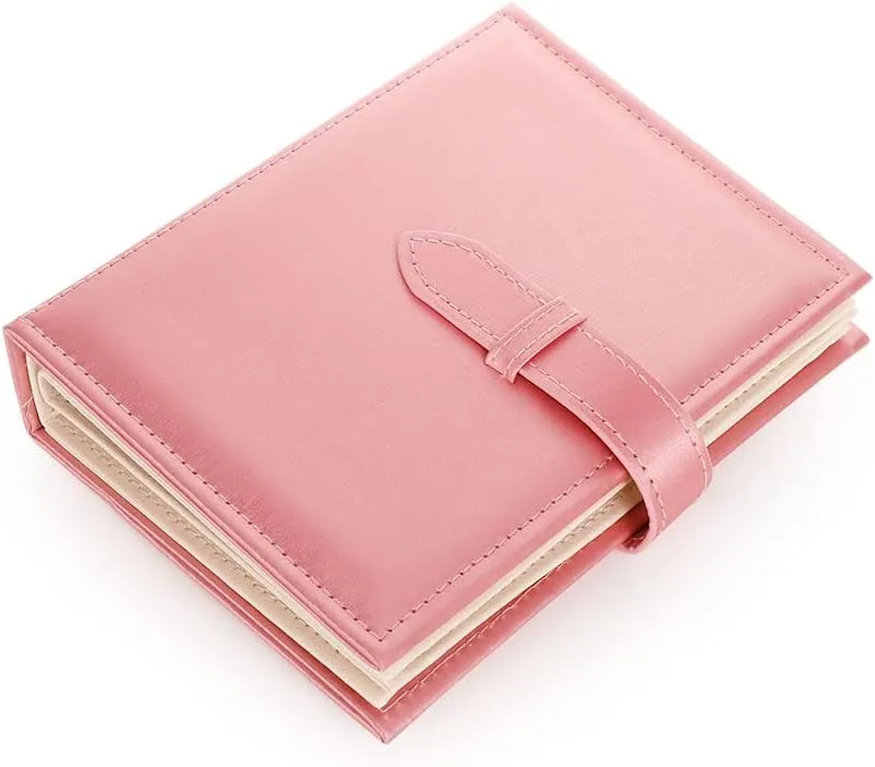 Yiluana Earring Book Organizer, Portable Earring Holder Case Pu Leather Travel Earring Case with Foldable Book Design (Pink)