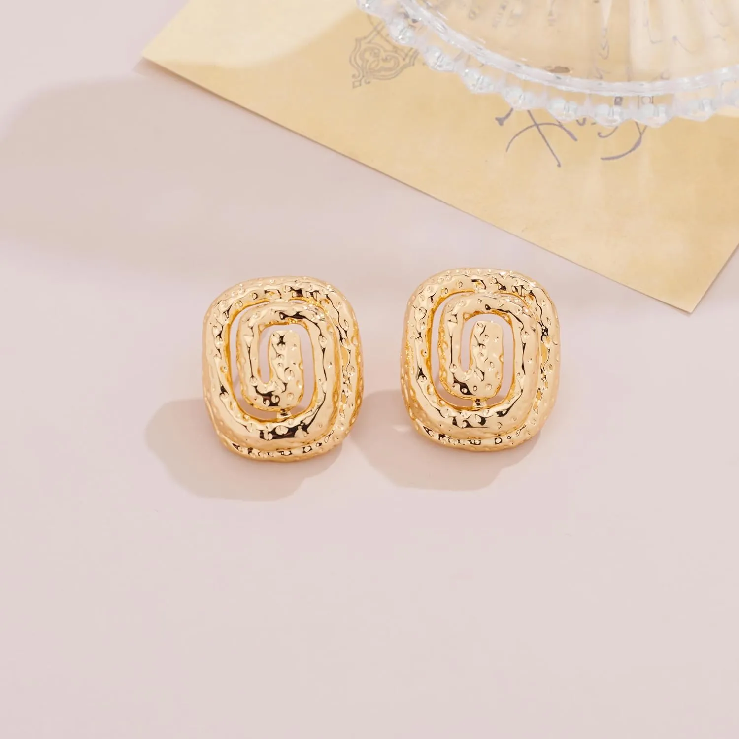 YUJIE Gold Earrings for Women Chuncky Studs Fashion Statement Jewelry Gifts for Her-Butterfly Heart Leaves Wings Earring