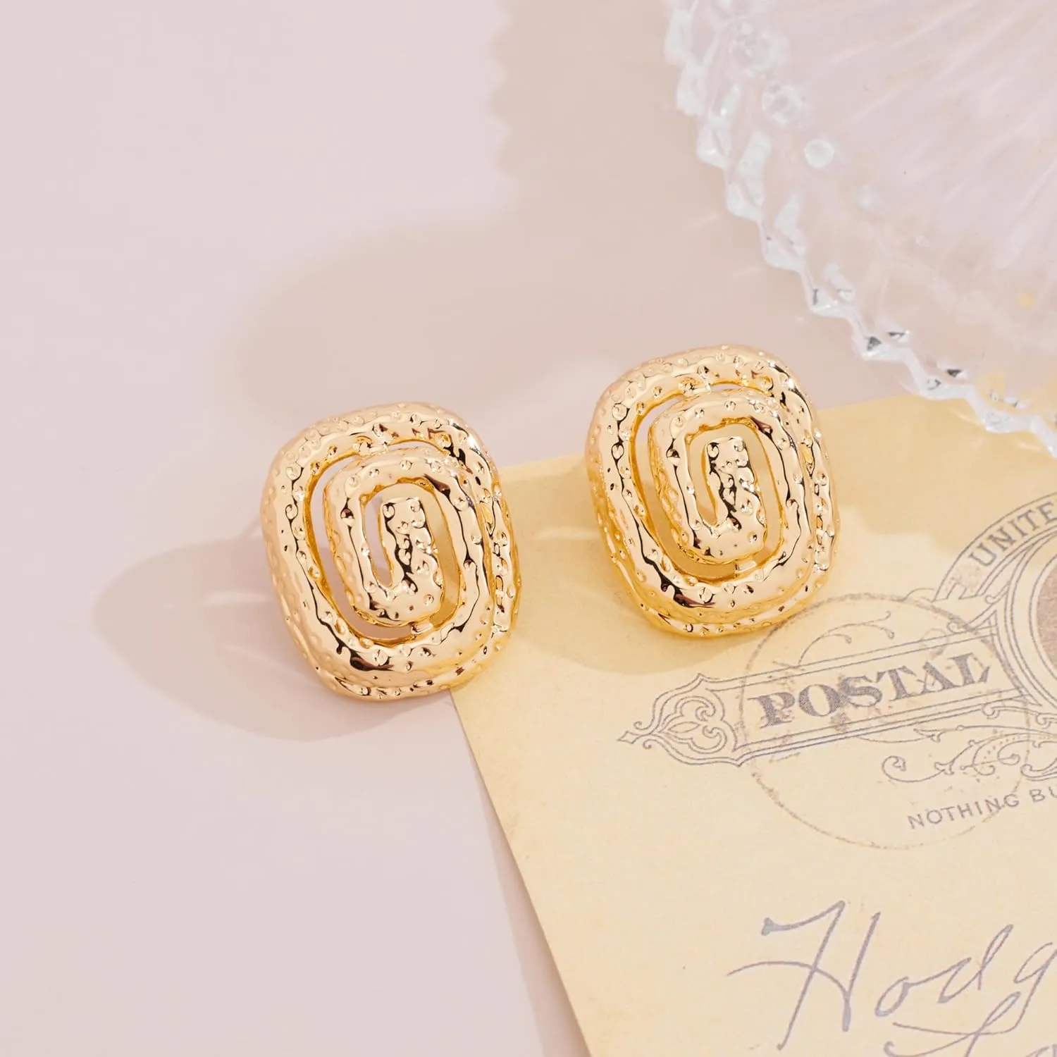YUJIE Gold Earrings for Women Chuncky Studs Fashion Statement Jewelry Gifts for Her-Butterfly Heart Leaves Wings Earring