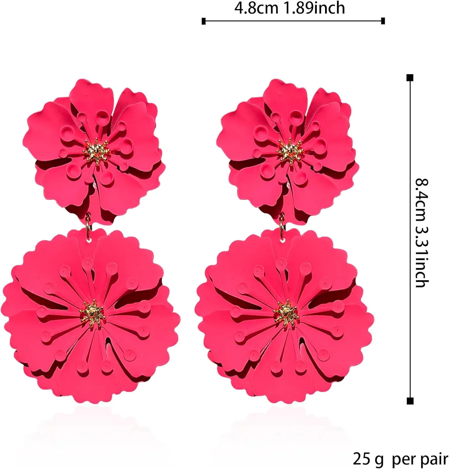 YUNXI Metal Flower Earrings for Women Large Flower Petal Statement Stud Exaggerated Floral Boho Earrings Birthday Jewelry for Women Jewelry