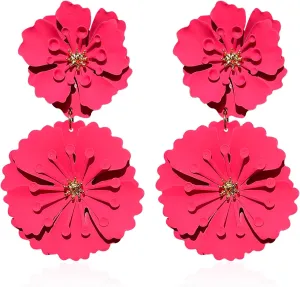 YUNXI Metal Flower Earrings for Women Large Flower Petal Statement Stud Exaggerated Floral Boho Earrings Birthday Jewelry for Women Jewelry
