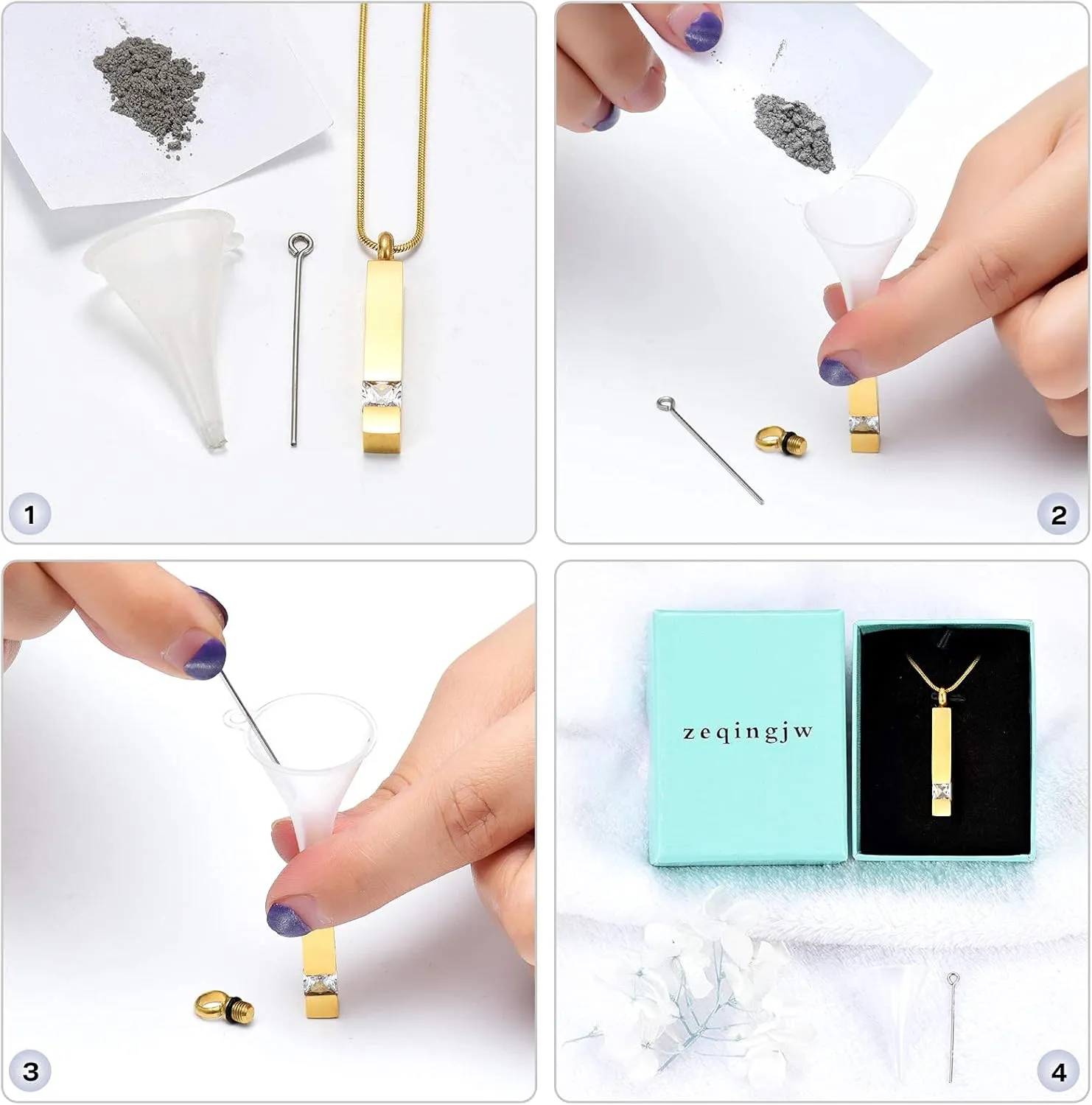 zeqingjw Cremation Jewelry for Ashes Necklace Stainless Steel Bar Charm Urn Pendant Ashes Cube Memorial Keepsake Jewelry
