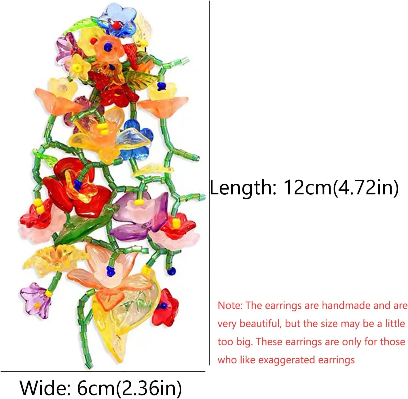 ZMANYIJEW Rainbow Acrylic Tassel Earrings for Women Colorful Leaf Flower Earring Bead Rainbow Earring for Women