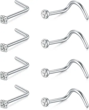 Zolure 18G 20G Threadless Nose Studs and Rings - Surgical Steel Piercing Jewelry for Women Men 1.5/2.0/2.5/3.0mm