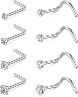Zolure 18G 20G Threadless Nose Studs and Rings - Surgical Steel Piercing Jewelry for Women Men 1.5/2.0/2.5/3.0mm