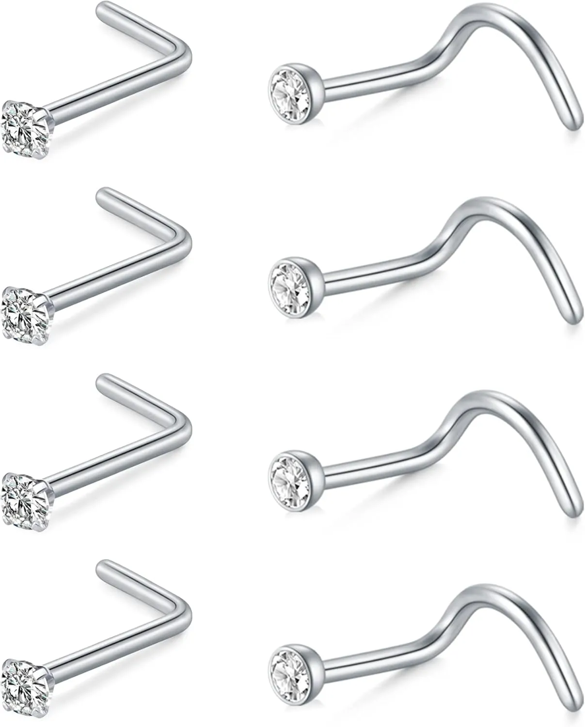 Zolure 18G 20G Threadless Nose Studs and Rings - Surgical Steel Piercing Jewelry for Women Men 1.5/2.0/2.5/3.0mm