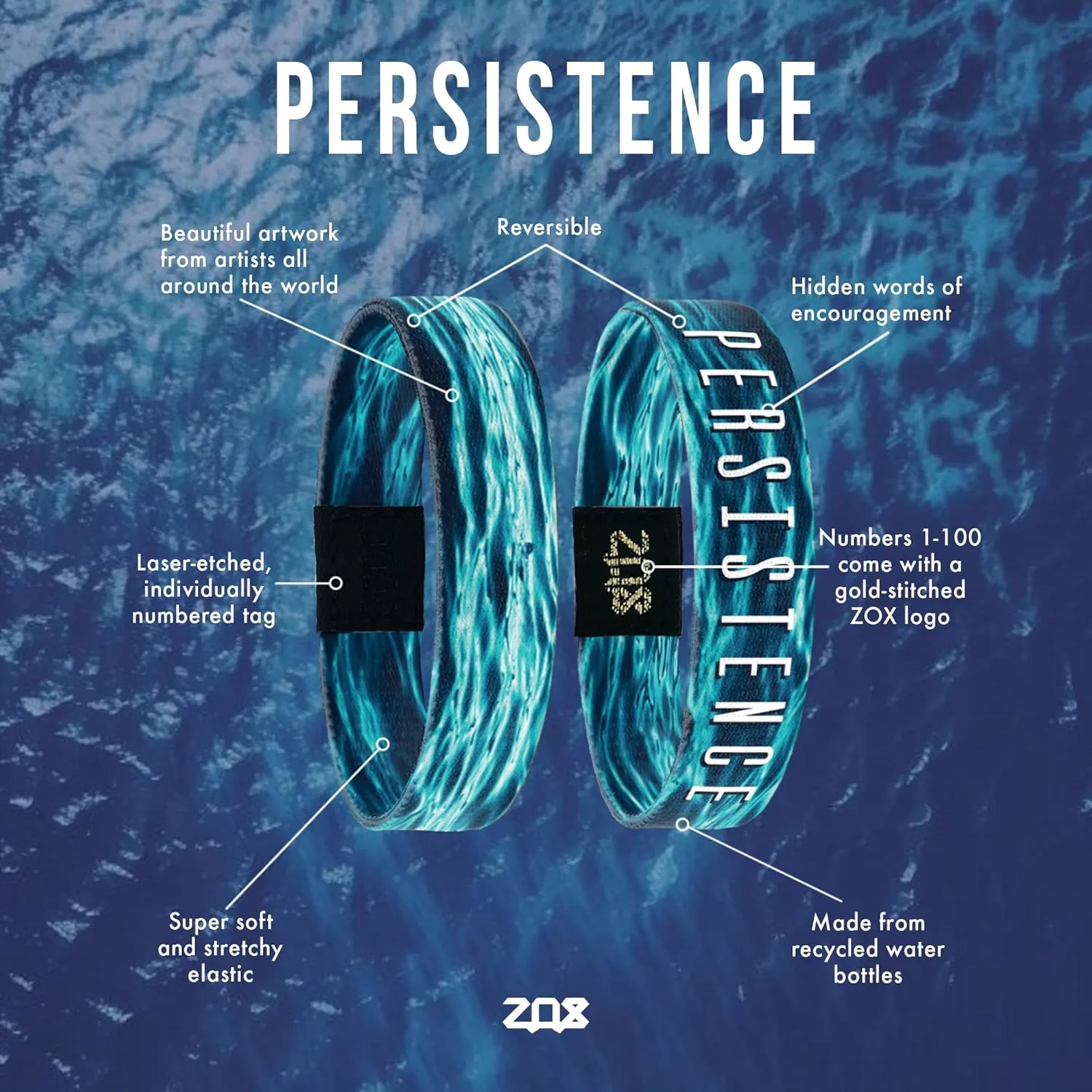 ZOX Bracelets  Stretchy Elastic Band with Motivational Affirmations and Beautiful Artwork, Great Wristband Gift for Men & Women of All Ages