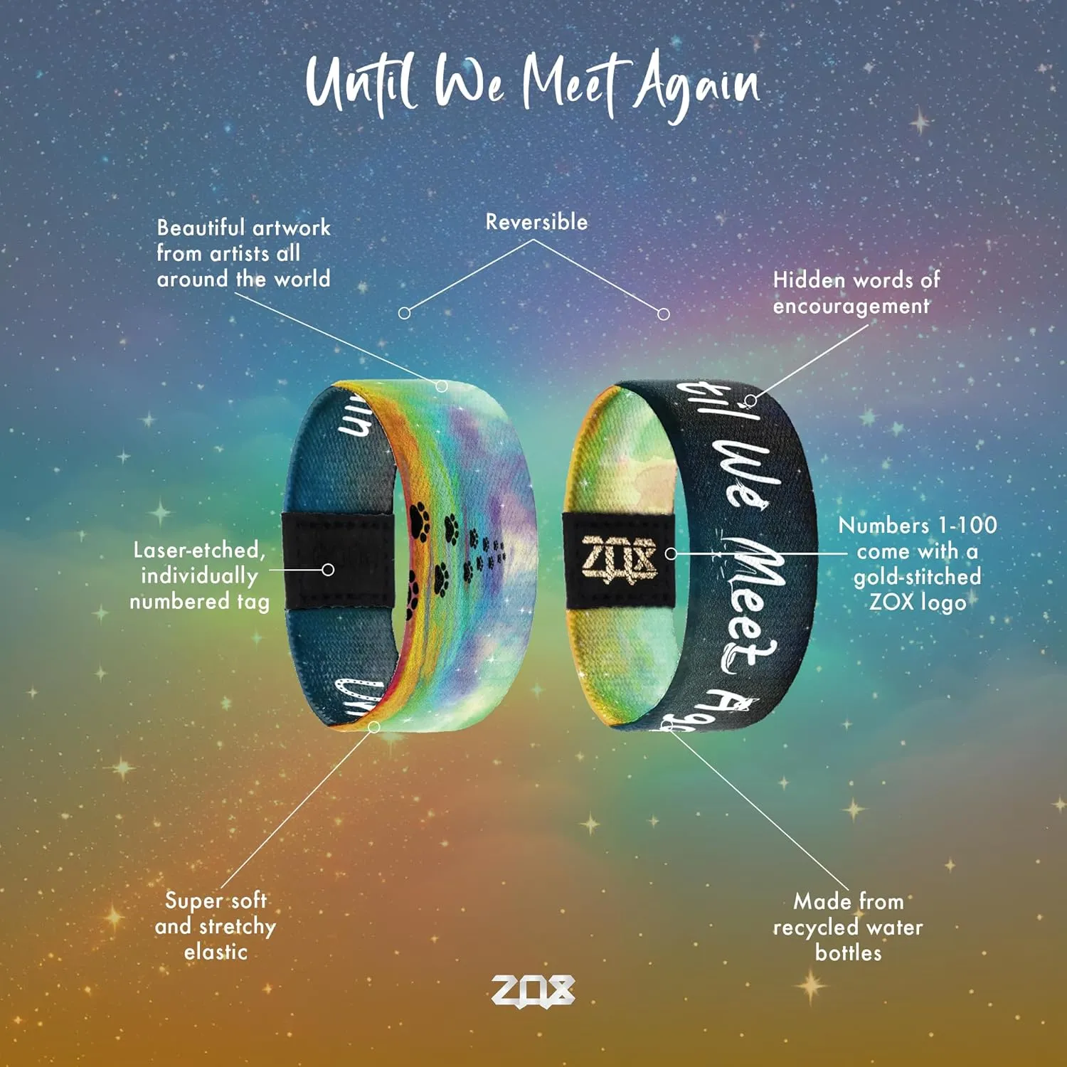 ZOX Bracelets  Stretchy Elastic Band with Motivational Affirmations and Beautiful Artwork, Great Wristband Gift for Men & Women of All Ages